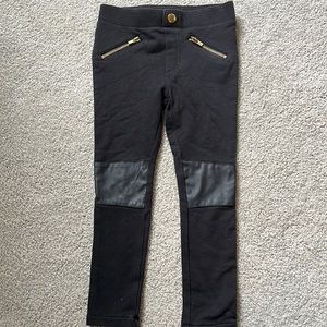 H&M Toddler Black Skinny Jeans with Faux Leather and Gold Hardware Size 2-3Y